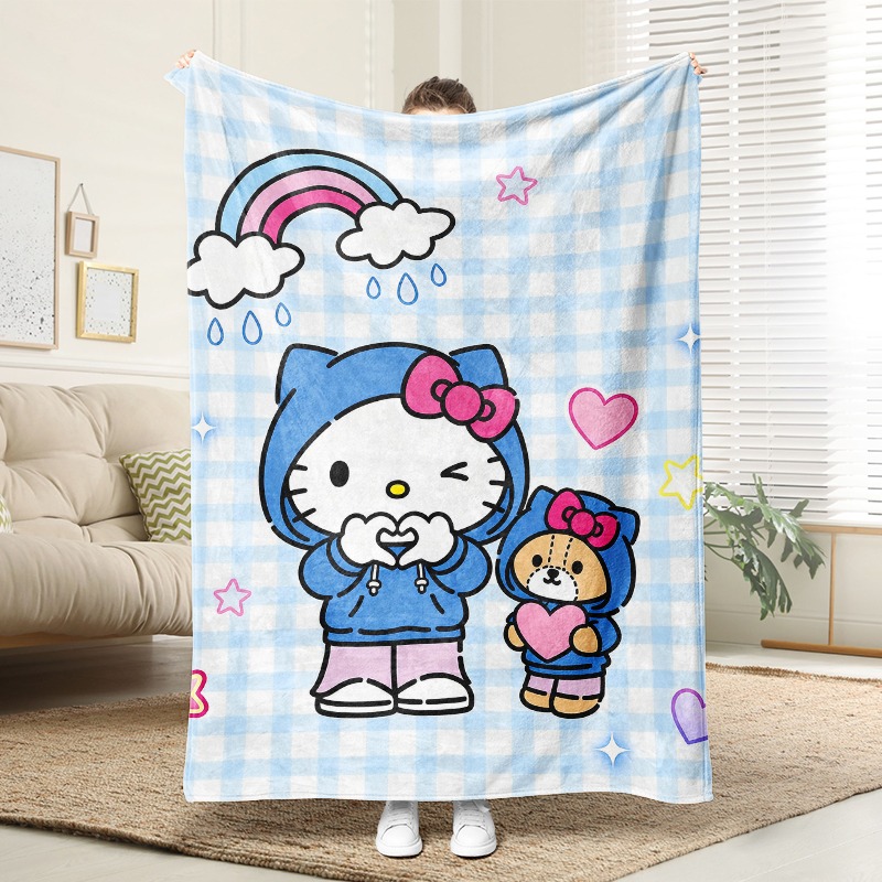 Christmas Throw Blanket - Sanrio Decke Hello Kitty Bär Karierte