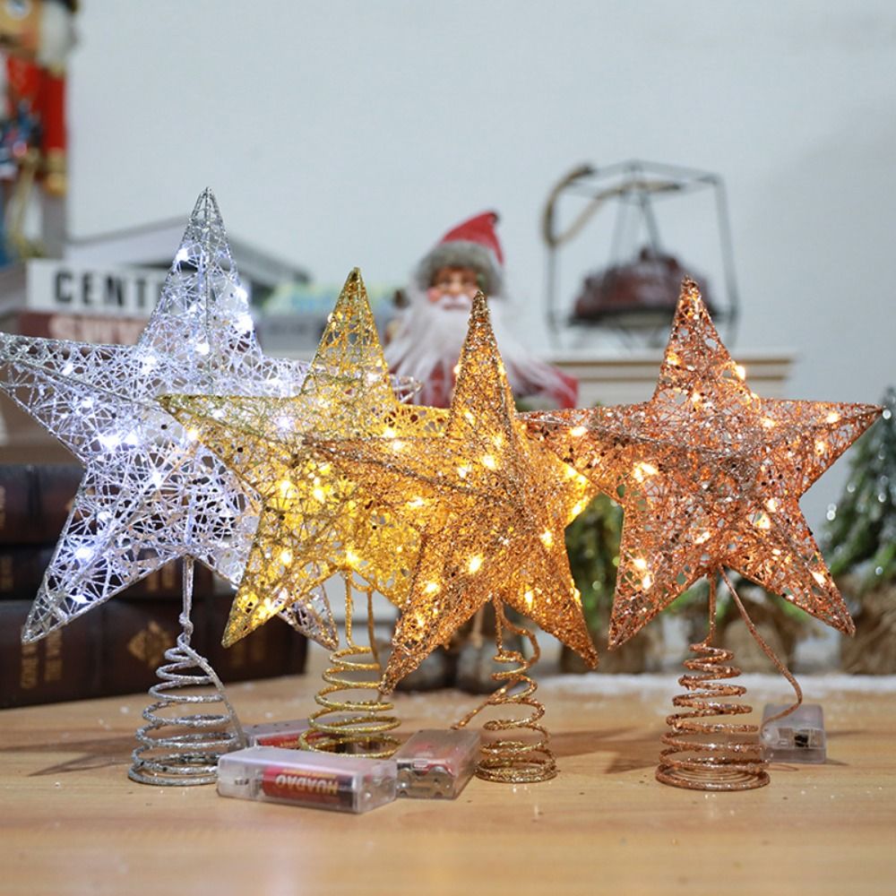 Star Tree Topper - Kreativer fünfzackiger Stern, LED-Weihnachtsbaumspitze, Glitzer mit