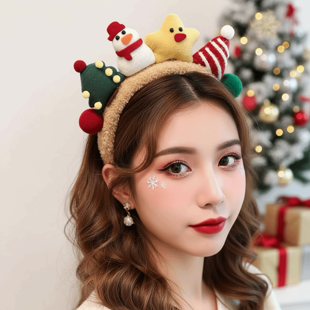 Reindeer Antlers Headband - Plüschiges Weihnachts-Stirnband mit leuchtenden Farben, leichtem