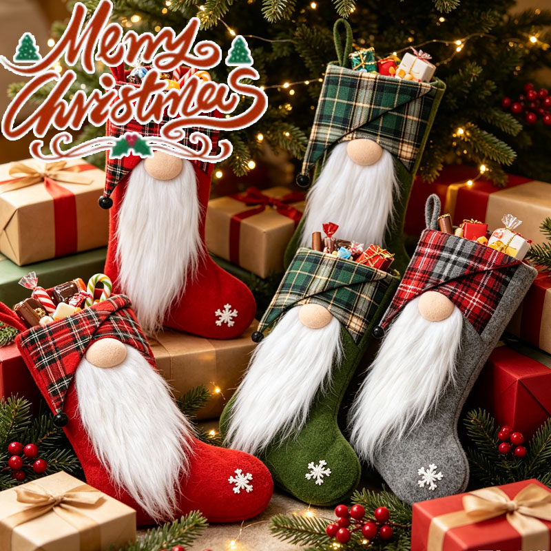 Christmas Stocking Hanging - 1-4 Stück Weihnachts-Geschenktüten für Kinder mit