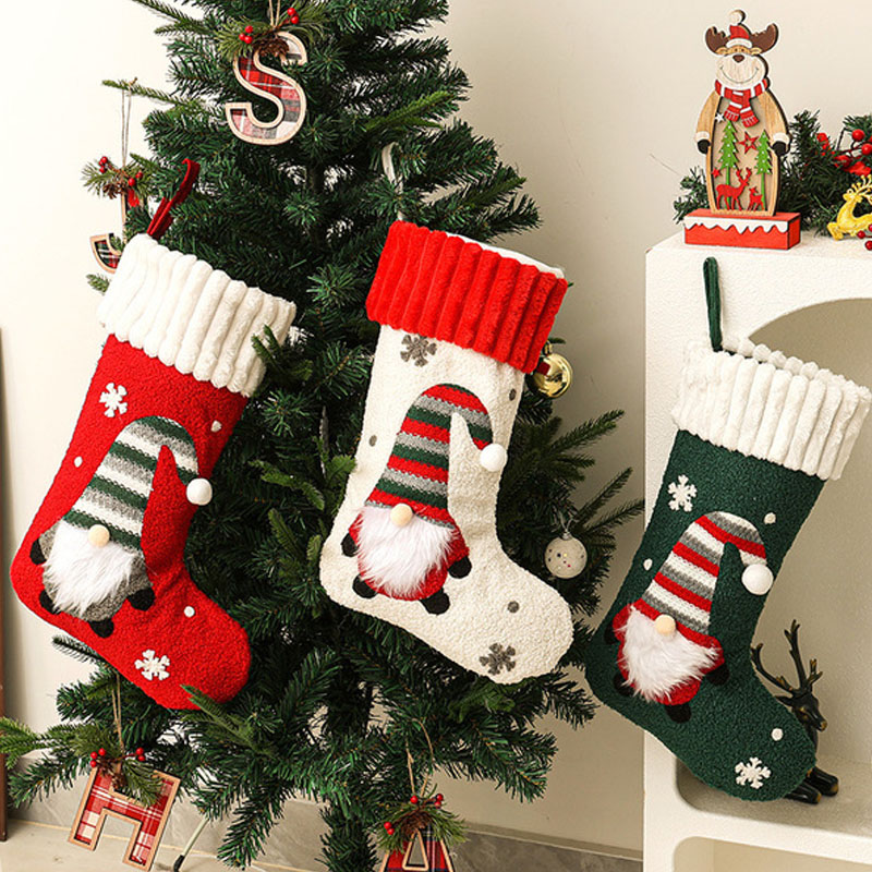 Christmas Stocking Hanging - Neuer Plüsch-Weihnachtsstrumpf als Ornament, Weihnachtsgeschenktasche, hängende