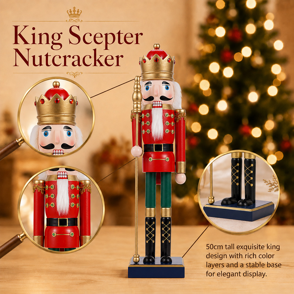 50CM Holz-Nussknacker-Scepter- – Nutcracker Figurine Bewertung und Preis