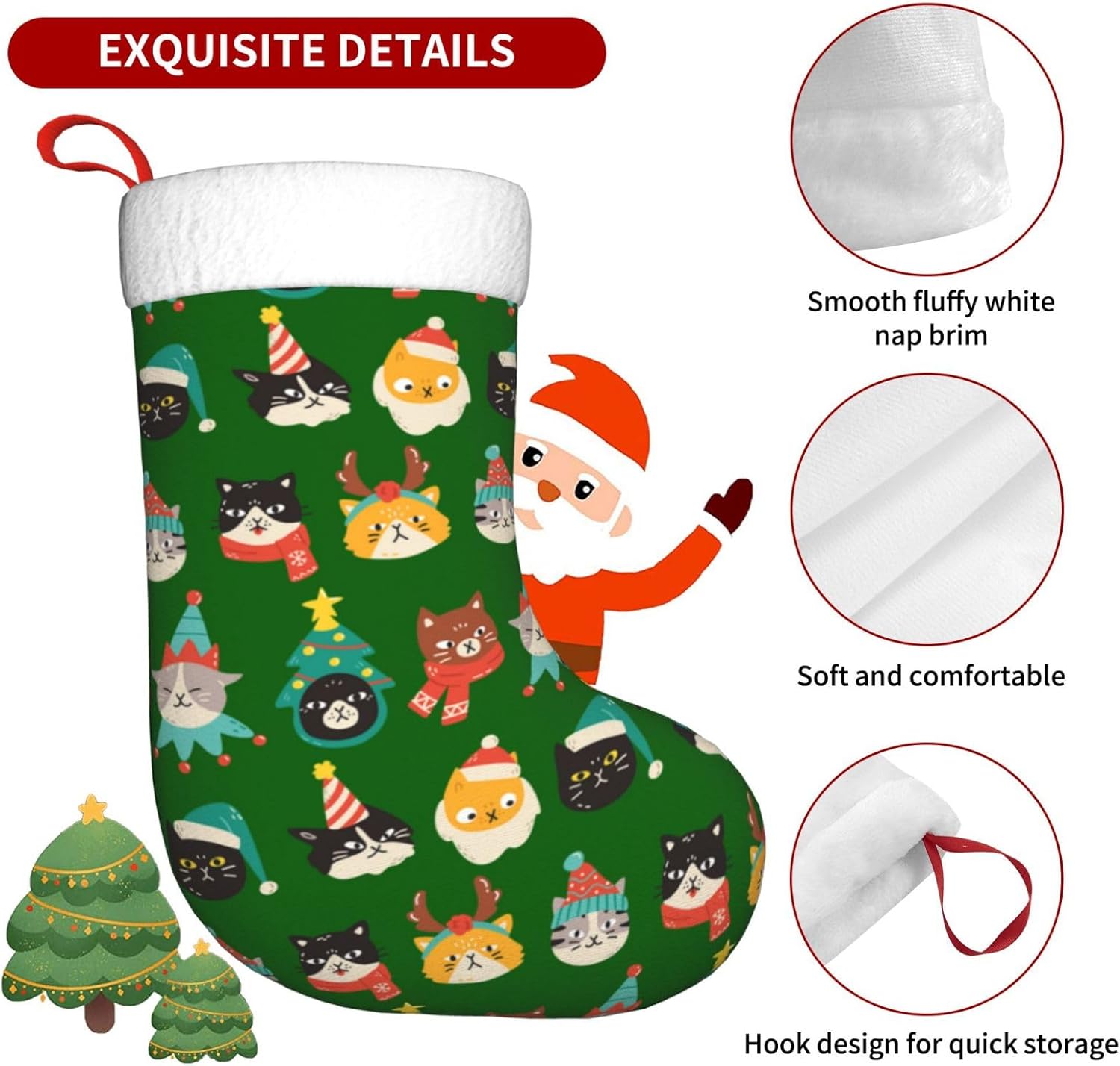 Süße Katzen grüne Weihnachtsst – Christmas Stocking Hanging Bewertung und Preis